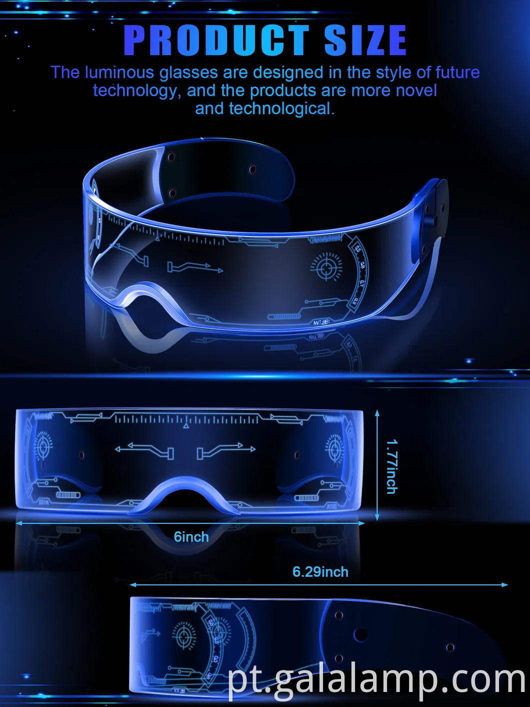 Óculos coloridos de visão noturna led